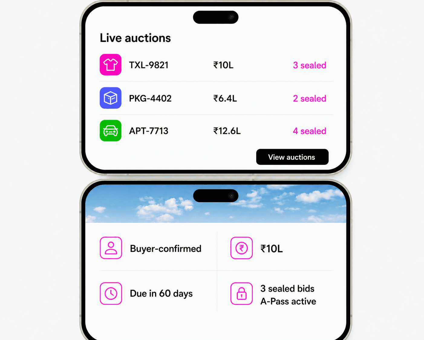 Live sealed receivable auctions